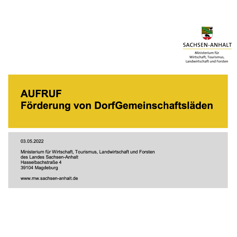 AUFRUF – Förderung von DorfGemeinschaftsläden